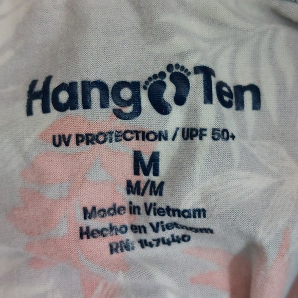 Hang Ten Sun Shirt Women's Medium Tropical Leaf UPF 50+ Blue Orange Long Sleeve - Picture 6 of 8